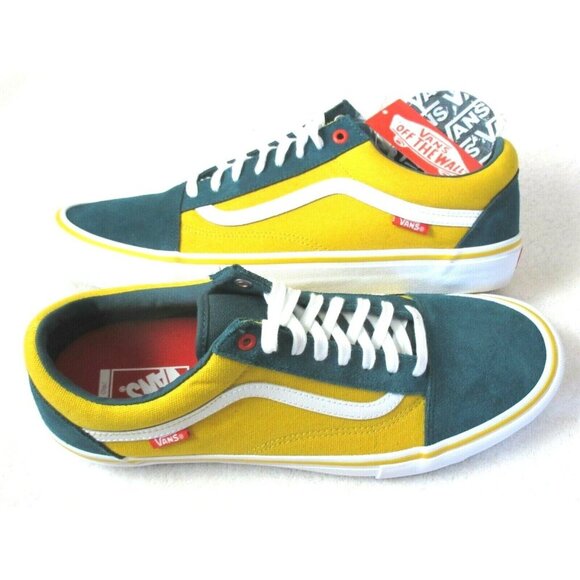 COPY - Vans Mens Old Skool Pro Prime Atlantic Gold Yellow Green Skate Shoes Siz… - Picture 1 of 5